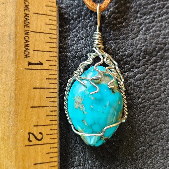 Southwest Turquoise and Sterling Silver Pendant - Picture 3 of 7
